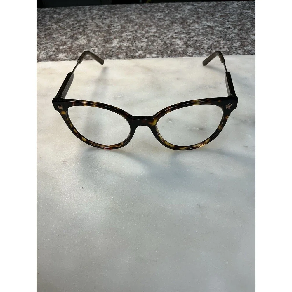Versace Tortoise Shell Eyeglasses Frames 108 51-18-140 Italy Rounded Cat Eye